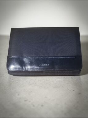 Bosca "Newport" Black Nylon Leather Wallet Clutch Made in Italy Organizer